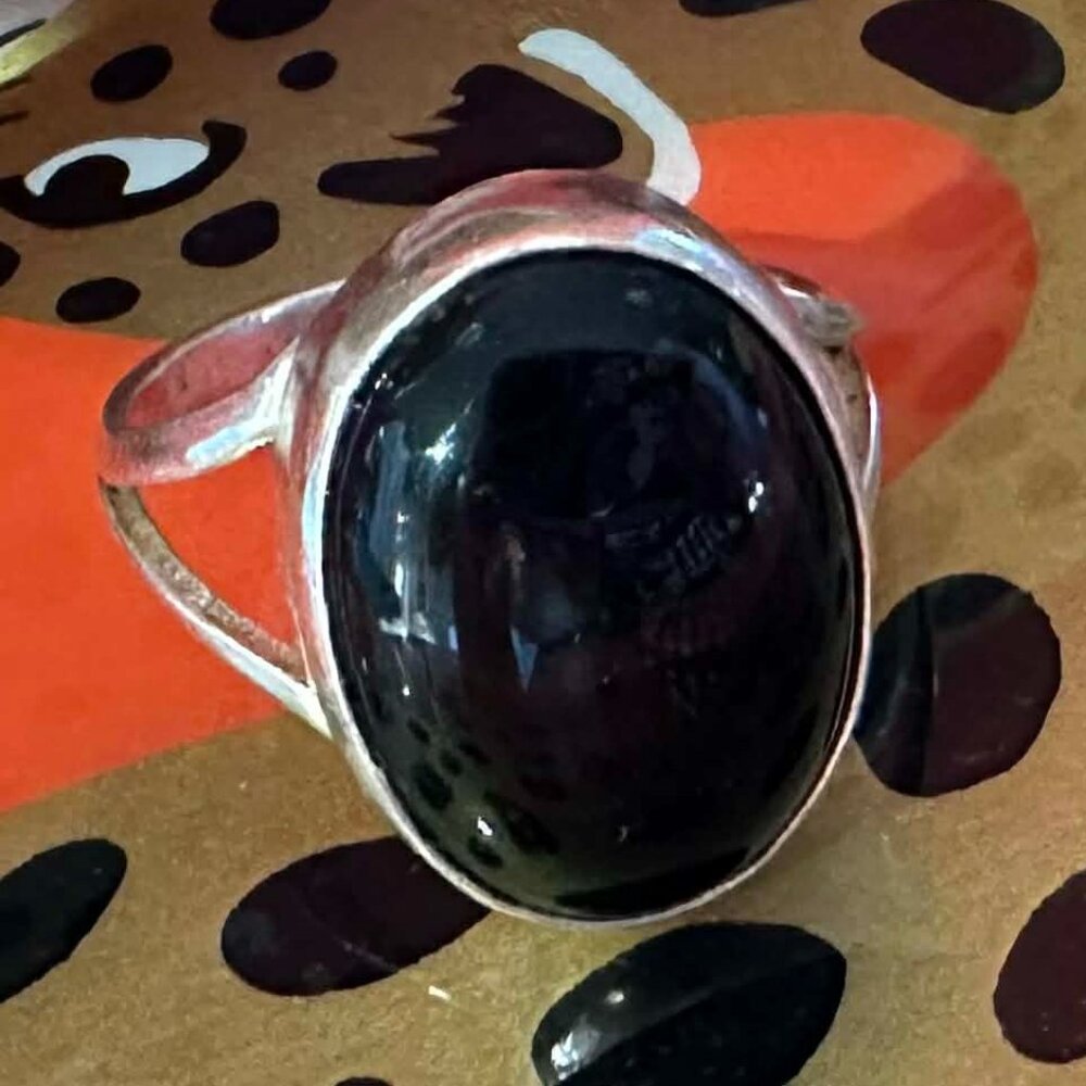 Sterling Silver Black Onyx Ring Size 7